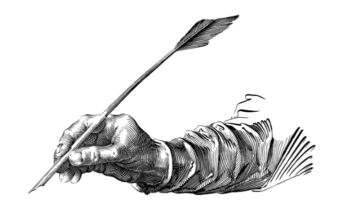 With a quill