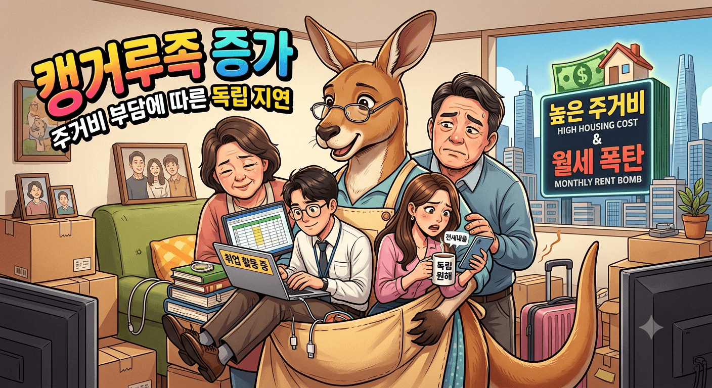 주거비 부담에 따른 독립 지연,캥거루족 증가
