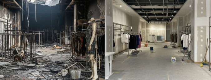 옷가게 화재청소중