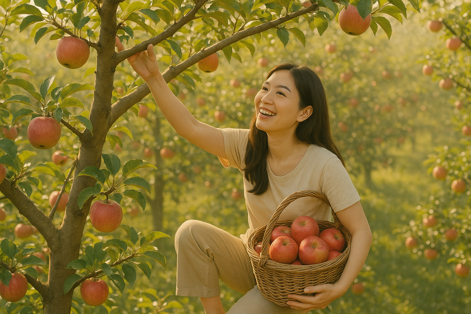 사과를 따거나 수확하는 꿈 - 성취와 결실의 상징