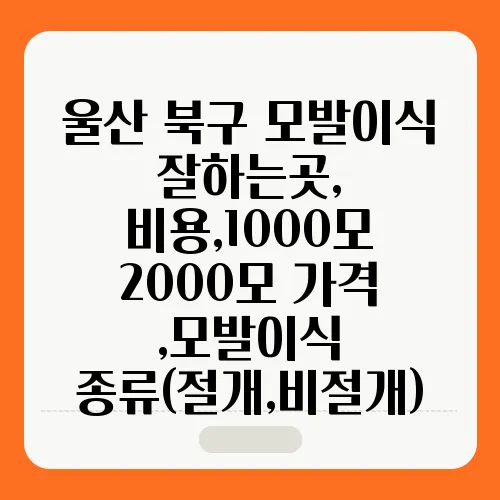 울산 북구 모발이식 잘하는곳, 비용,1000모 2000모 가격 ,모발이식 종류(절개,비절개)