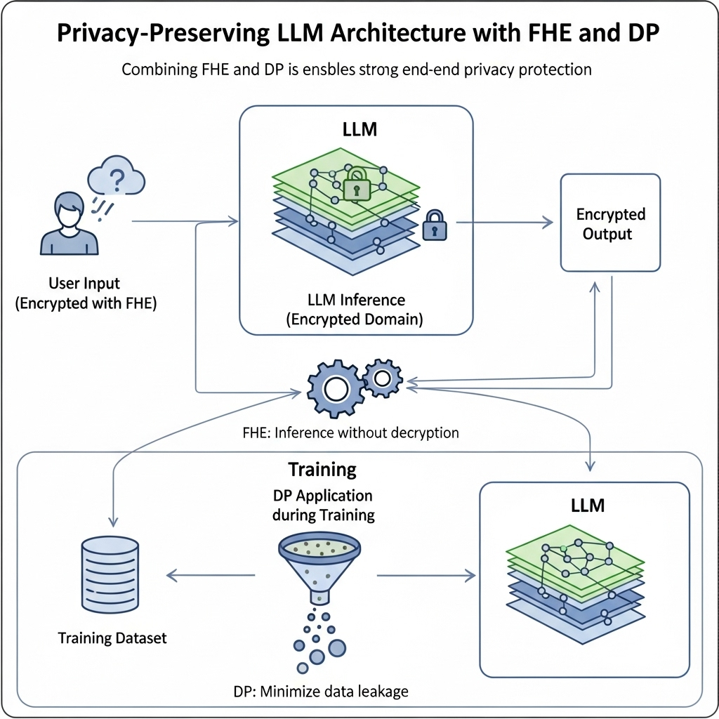 FHE와 DP를 결합한 개인정보 보호형 LLM 아키텍처