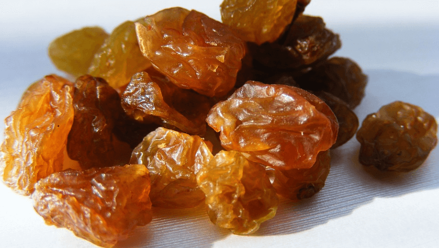 건포도를 확대하여 사진을 짂었다