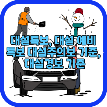 대설특보, 대설 예비특보 대설주의보 기준, 대설경보 기준