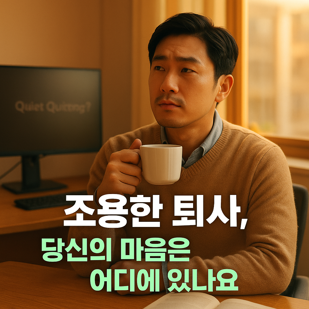 커피를 들고 창밖을 바라보며 사색하는 직장인