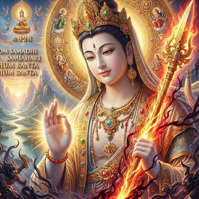 관세음보살 42수 진언 - 제26수 보극수(寶戟手) 진언=옴 삼매야 기니하리 훔 반타1