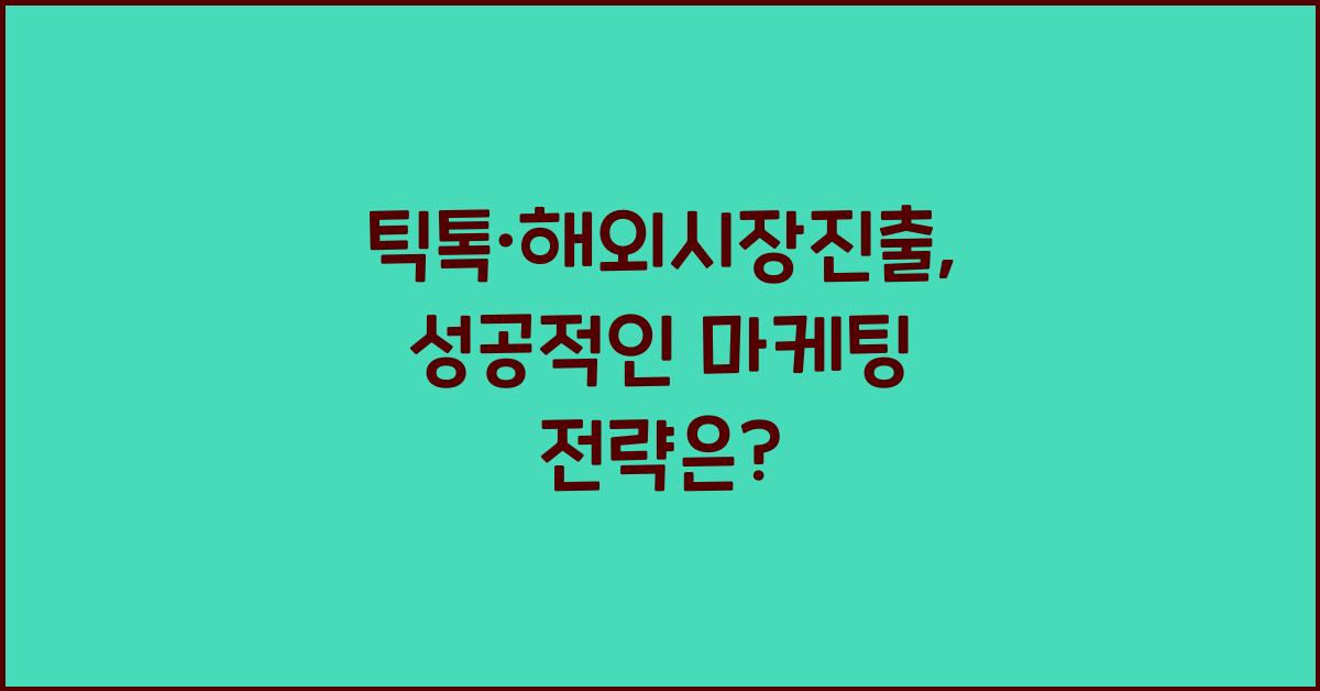틱톡·해외시장진출