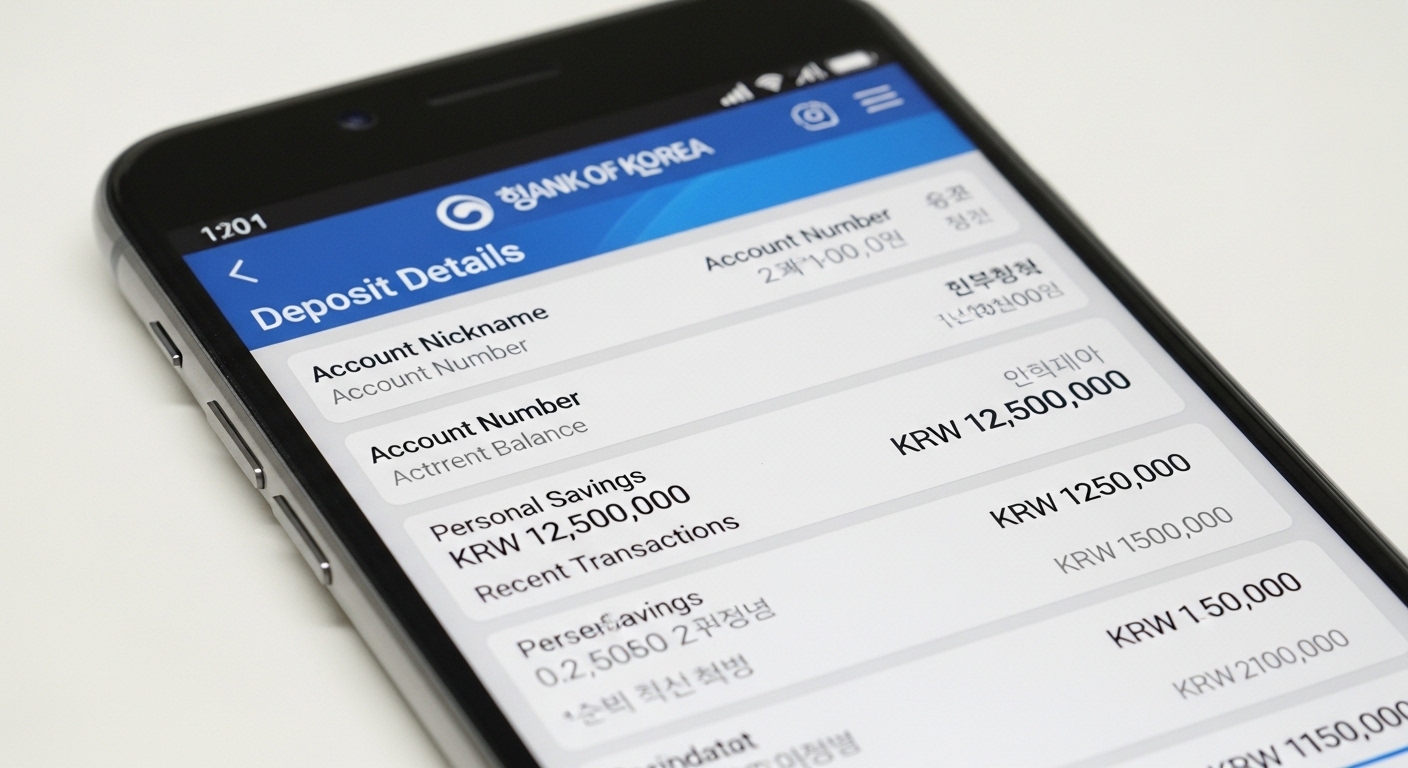 한국 은행 앱에서 입금 내역을 확인하는 화면