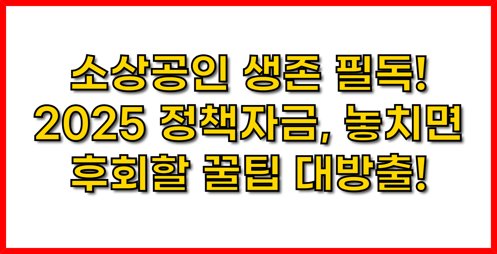 소상공인 생존 필독! 2025 정책자금, 놓치면 후회할 꿀팁 대방출!