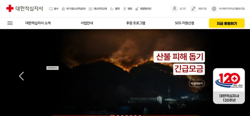 대한적십자사-홈페이지-화면