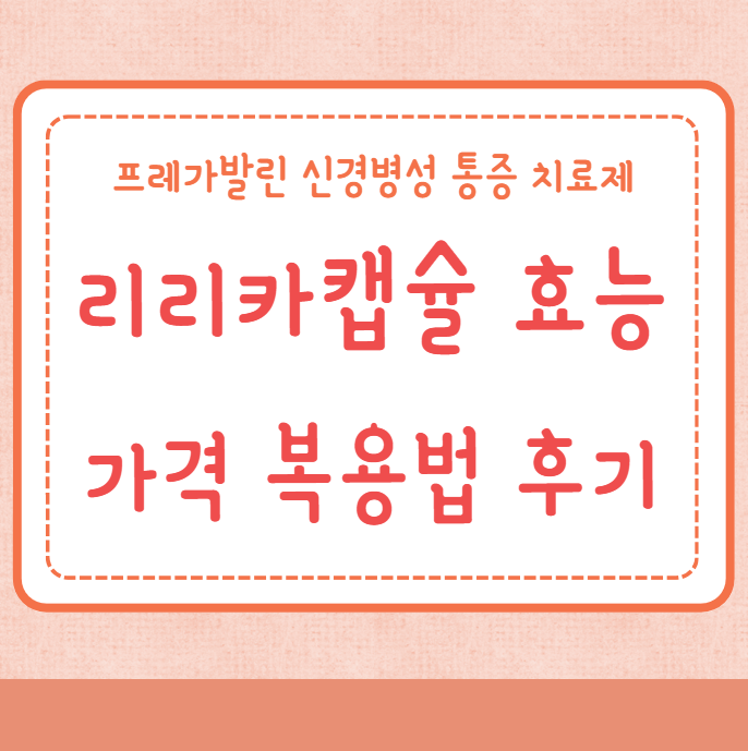 리리카캡슐 효능 가격 복용법 후기 부작용