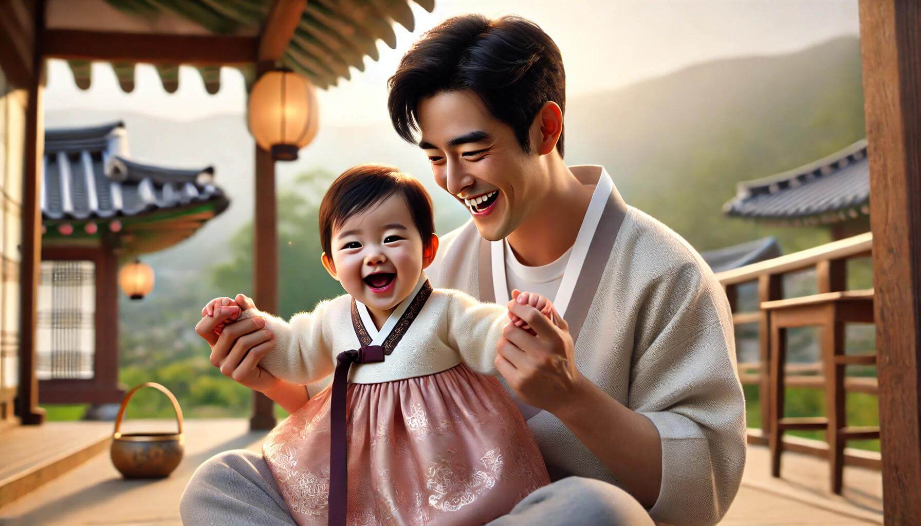 아빠와 놀고 있는 아기 관련 사진