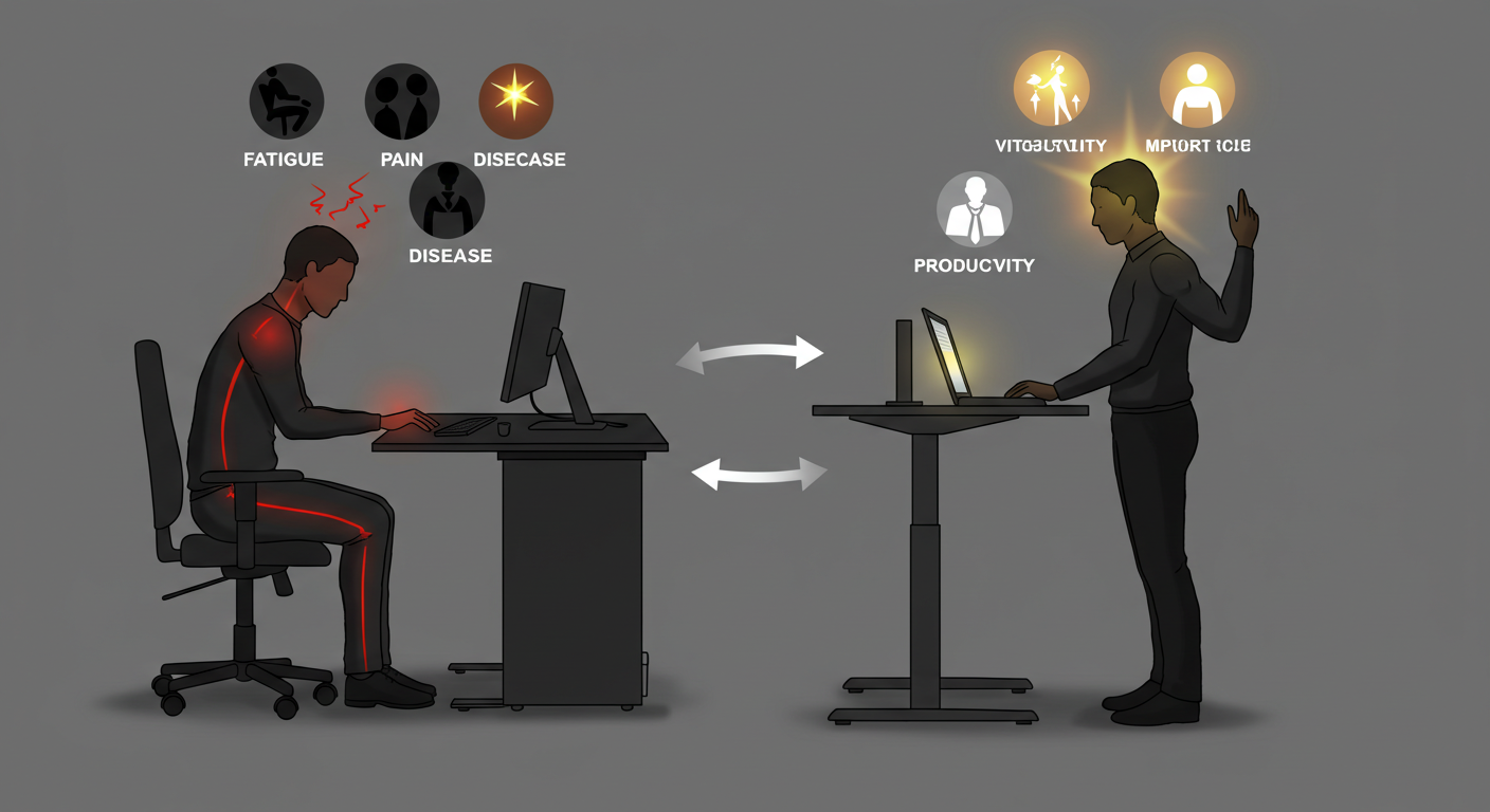 앉아있는 습관 개선을 위한 스탠딩 워크에 관한 그림