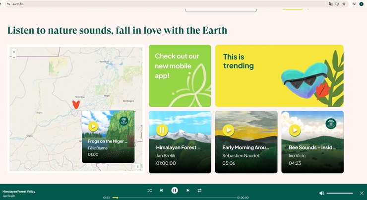 Earth.fm 메인 화면