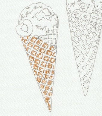 아이스크림 막대 콘 부분을 수성 사인펜로 그린 그림