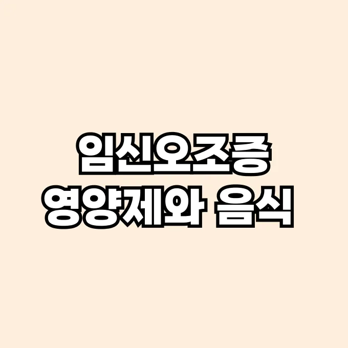 임신오조증 음식