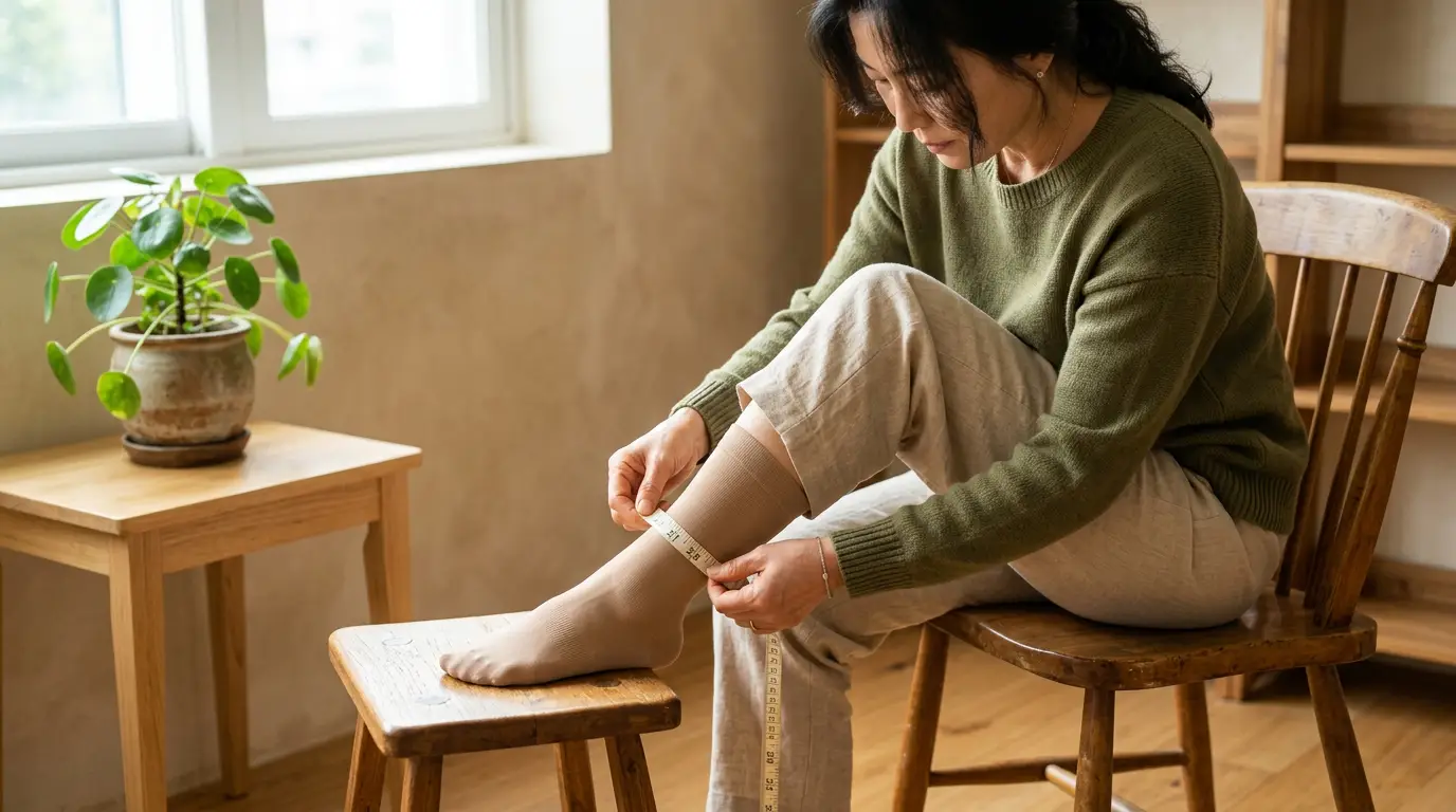 하지정맥류 압박스타킹 사이즈 측정 착용