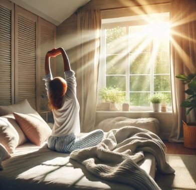 아침에 일어난 여자