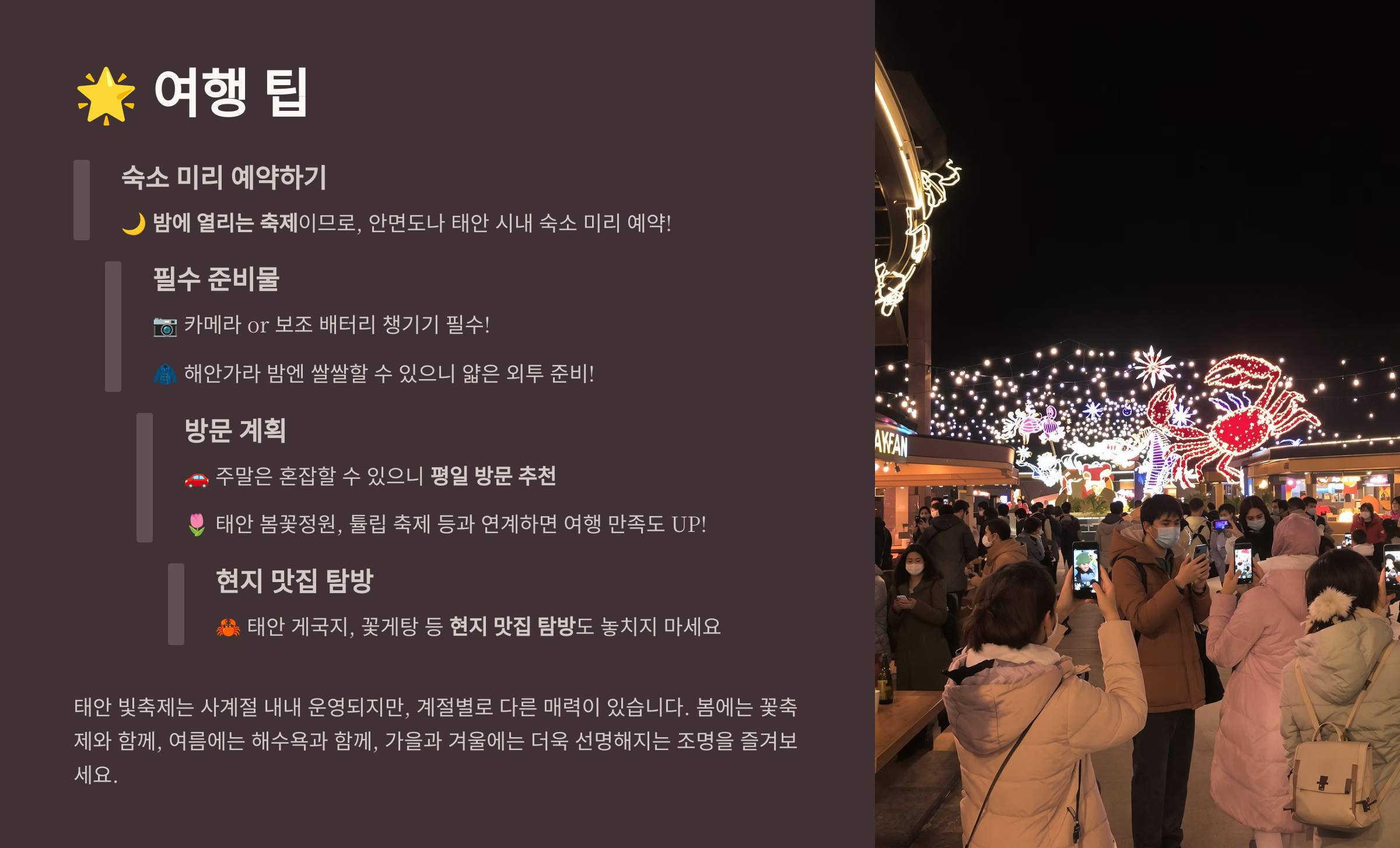 태안 빛축제 총정리