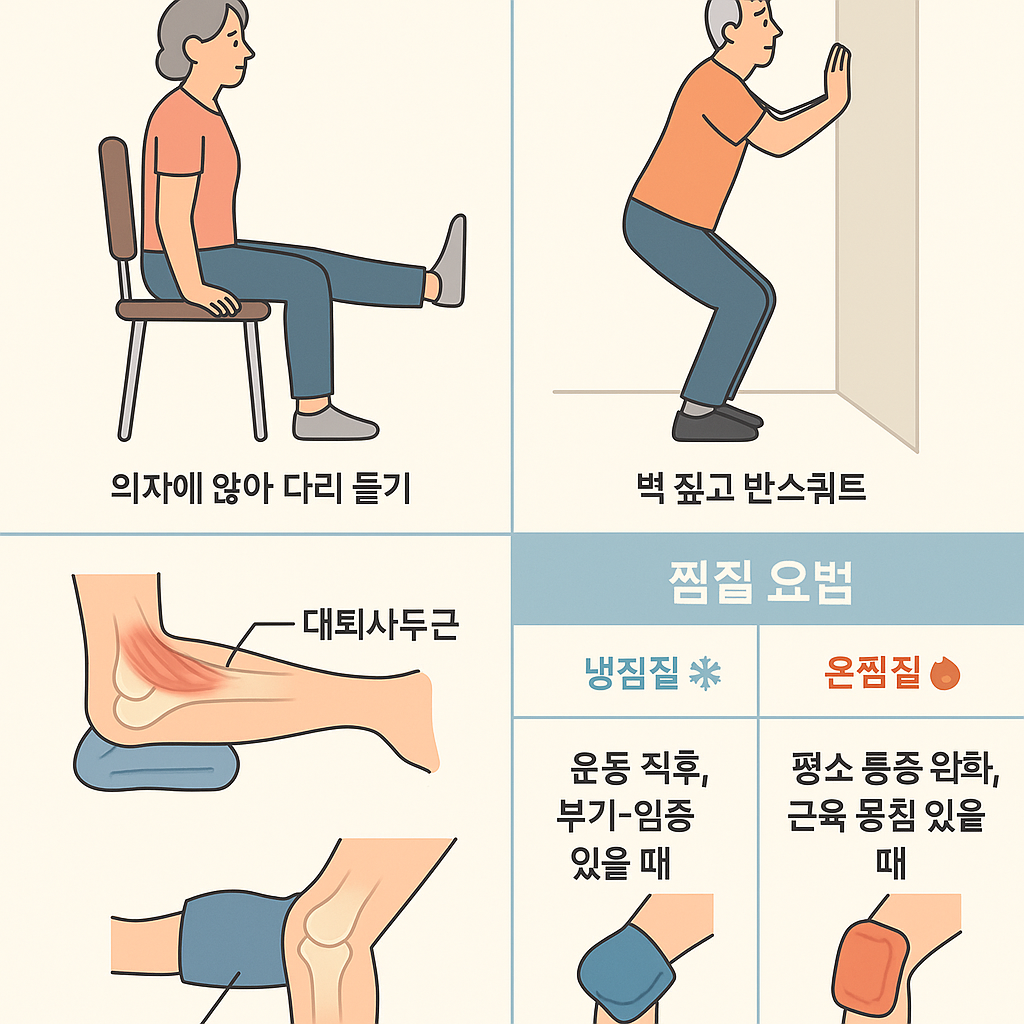 무릎근력운동 및 찜질 방법