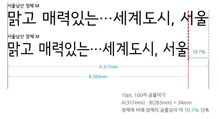 서울남산 정체와 장체의 비교