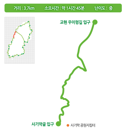 북한산둘레길 12구간 충의길 지도 사기막골 입구 교현 우이령길 트레킹 등산 날씨 정보