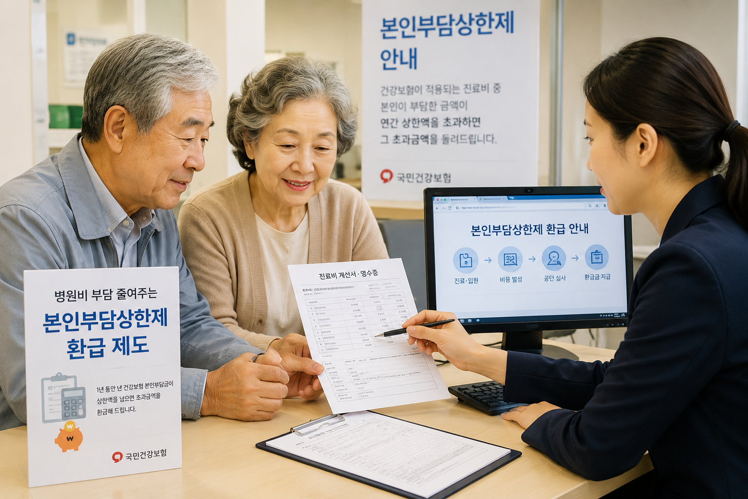 본인부담상한제 환급 상담 중인 모습