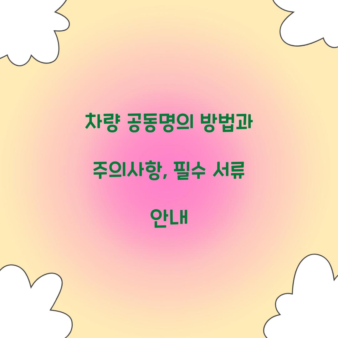차량 공동명의 방법