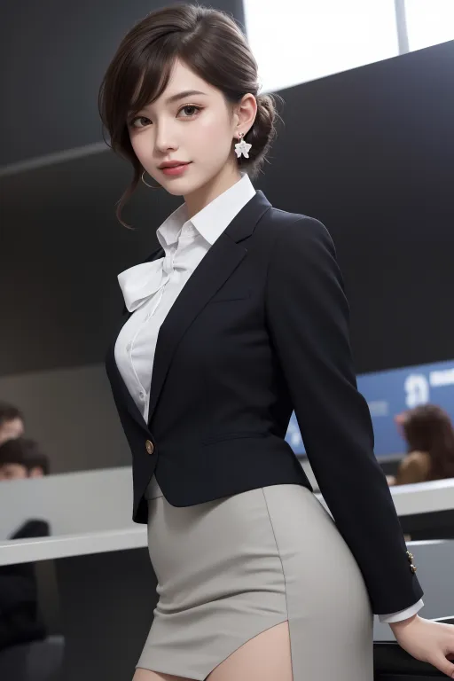 AI 실사 항공기 승무원 정장 컨셉 이미지