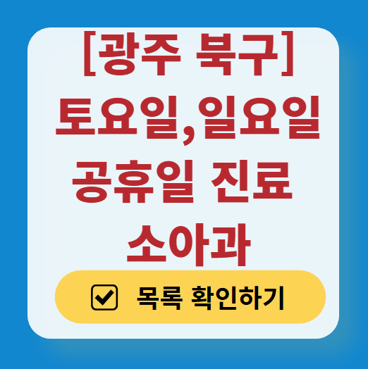 광주 북구 일요일 진료 소아과 추천 목록 ❘ 토요일 주말 공휴일 야간 문 여는 소아청소년과