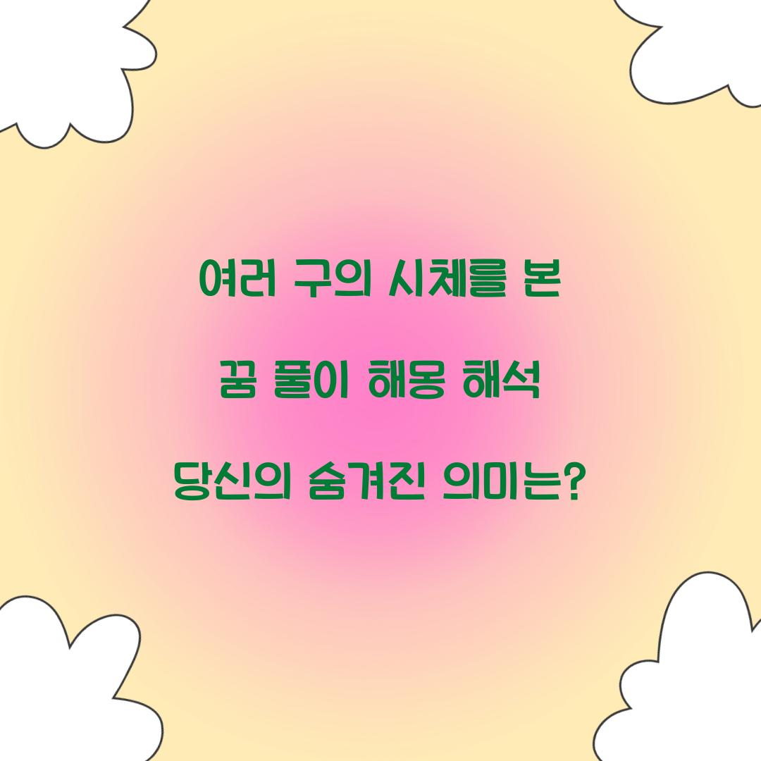 여러 구의 시체를 본 꿈 풀이 해몽 해석