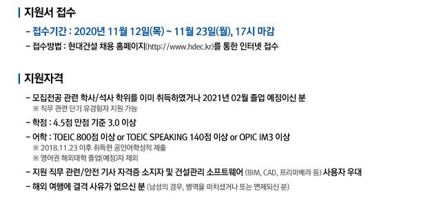 현대건설 지원자격