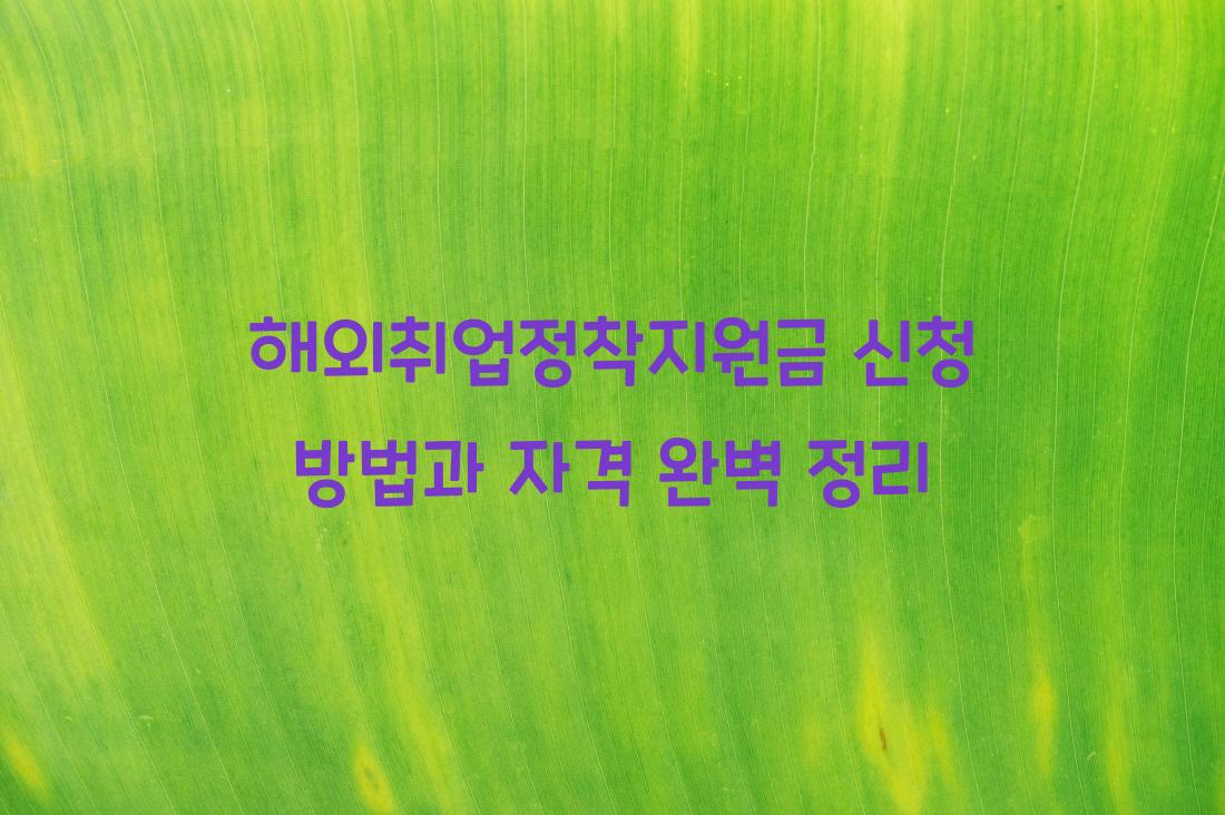 해외취업정착지원금