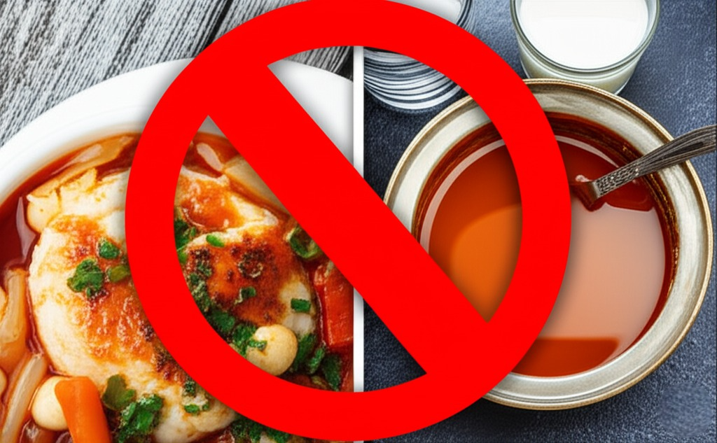 믹스커피, 국물 요리 금지