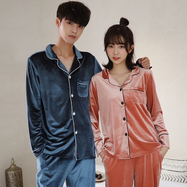 수면잠옷 벨벳 극세사 커플 파자마