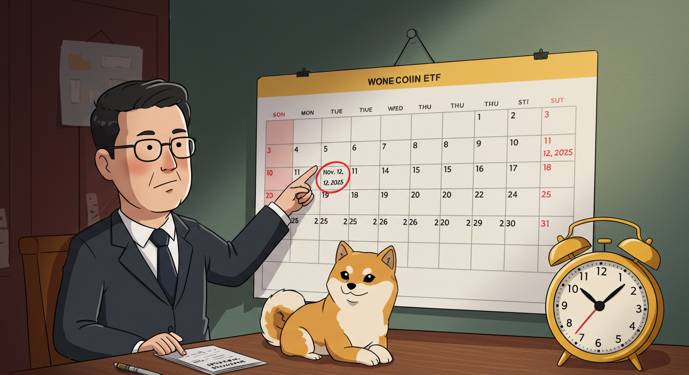 도지코인 ETF 승인 일정을 확인하는 장면