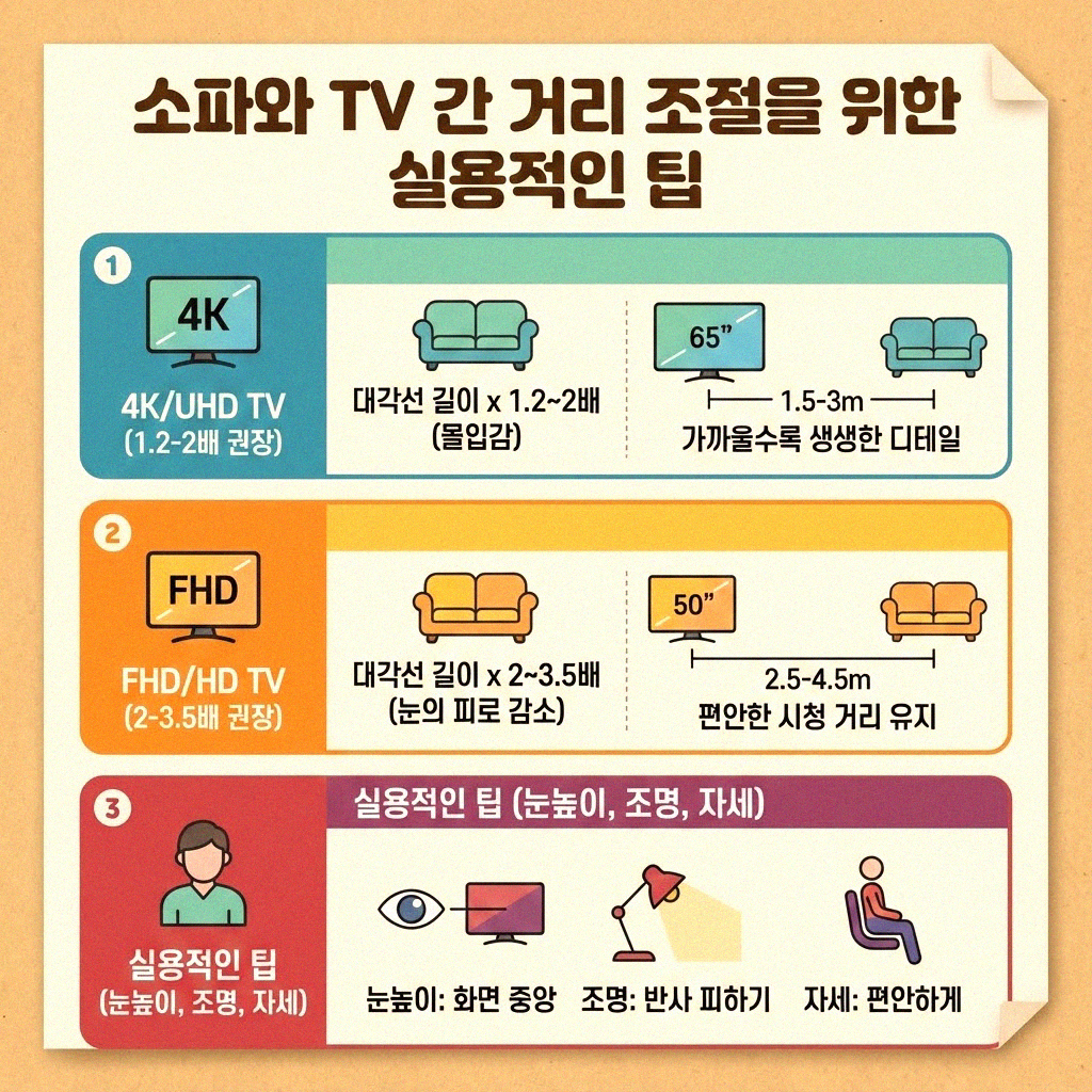 최적의 TV 시청 거리 쇼파 배치 정하기