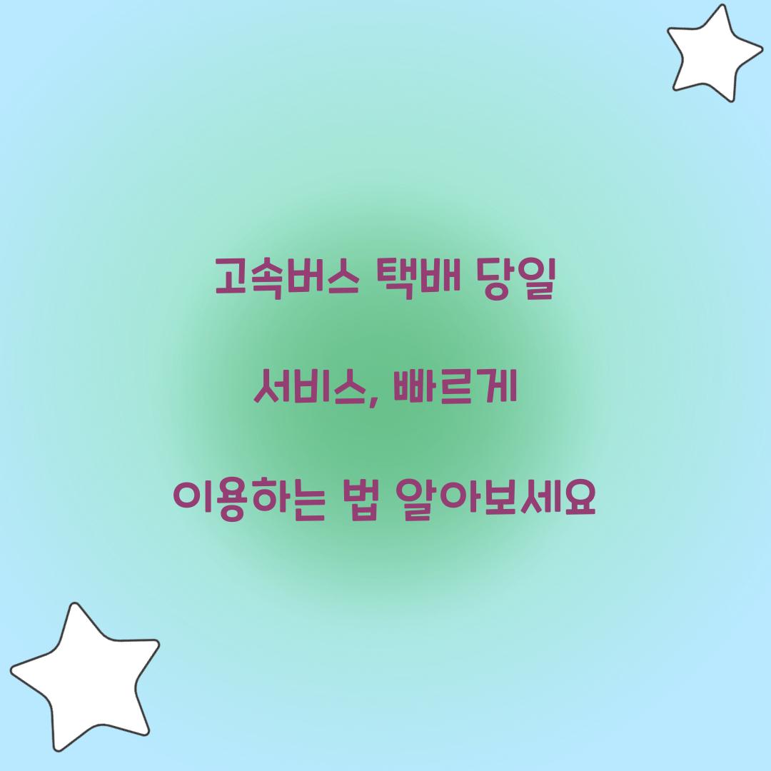 고속버스 택배 당일 서비스