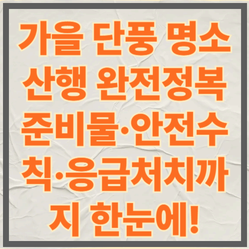 가을 단풍 명소 산행 완전정복|준비물·안전수칙·응급처치까지 한눈에!