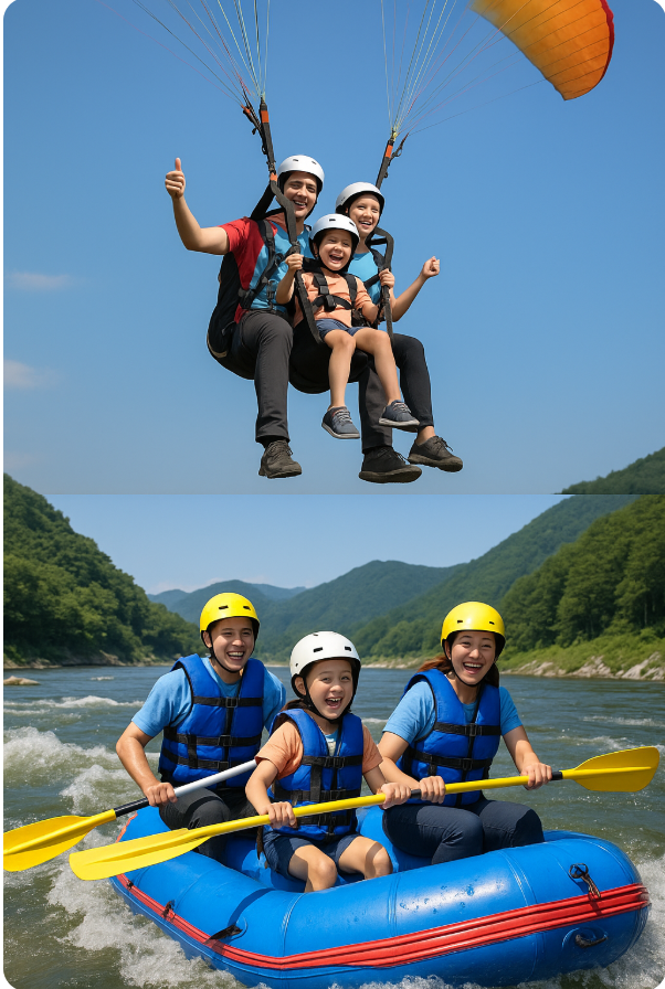 아이와 함께 단양 패러글라이딩과 래프팅 체험 가족여행