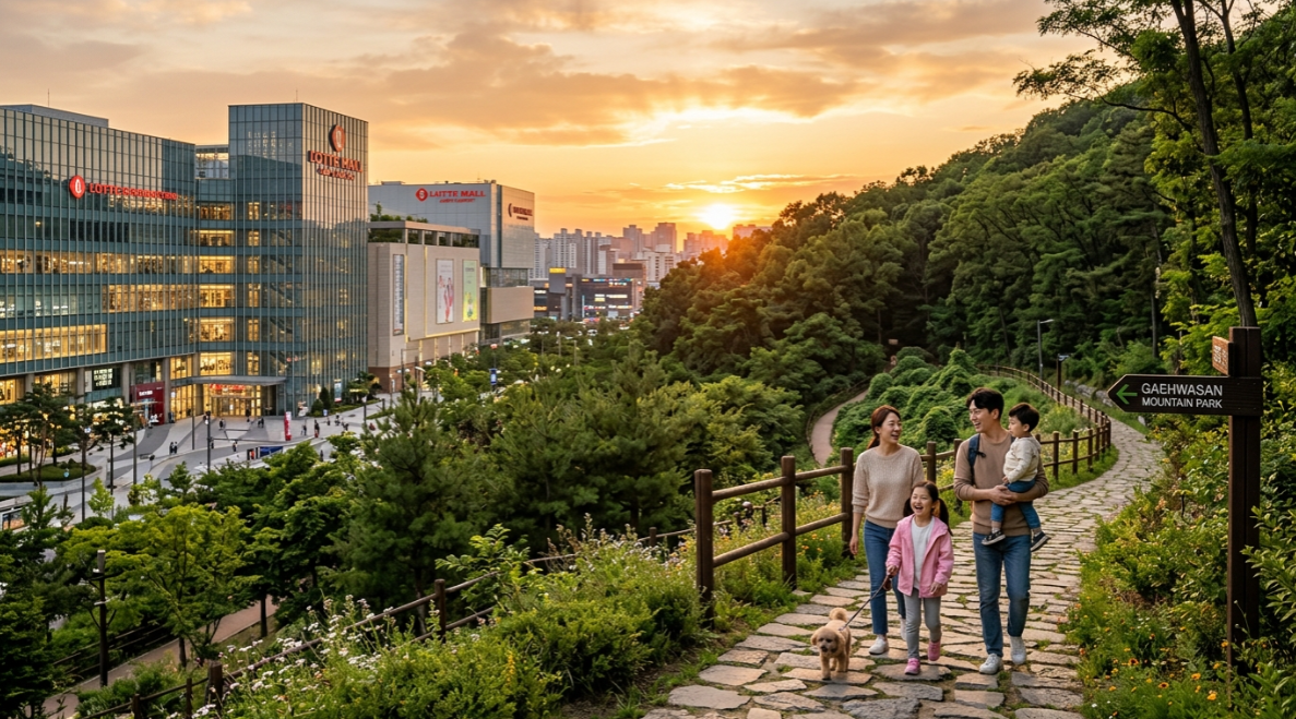 김포공항 롯데몰과 개화산 에코 라이프의 황금 밸런스