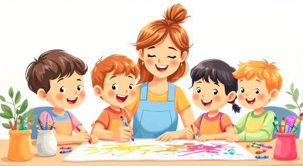 유치원선생님-아이들