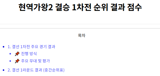 현역가왕2 결승 순위 결과 점수 최종 파이널