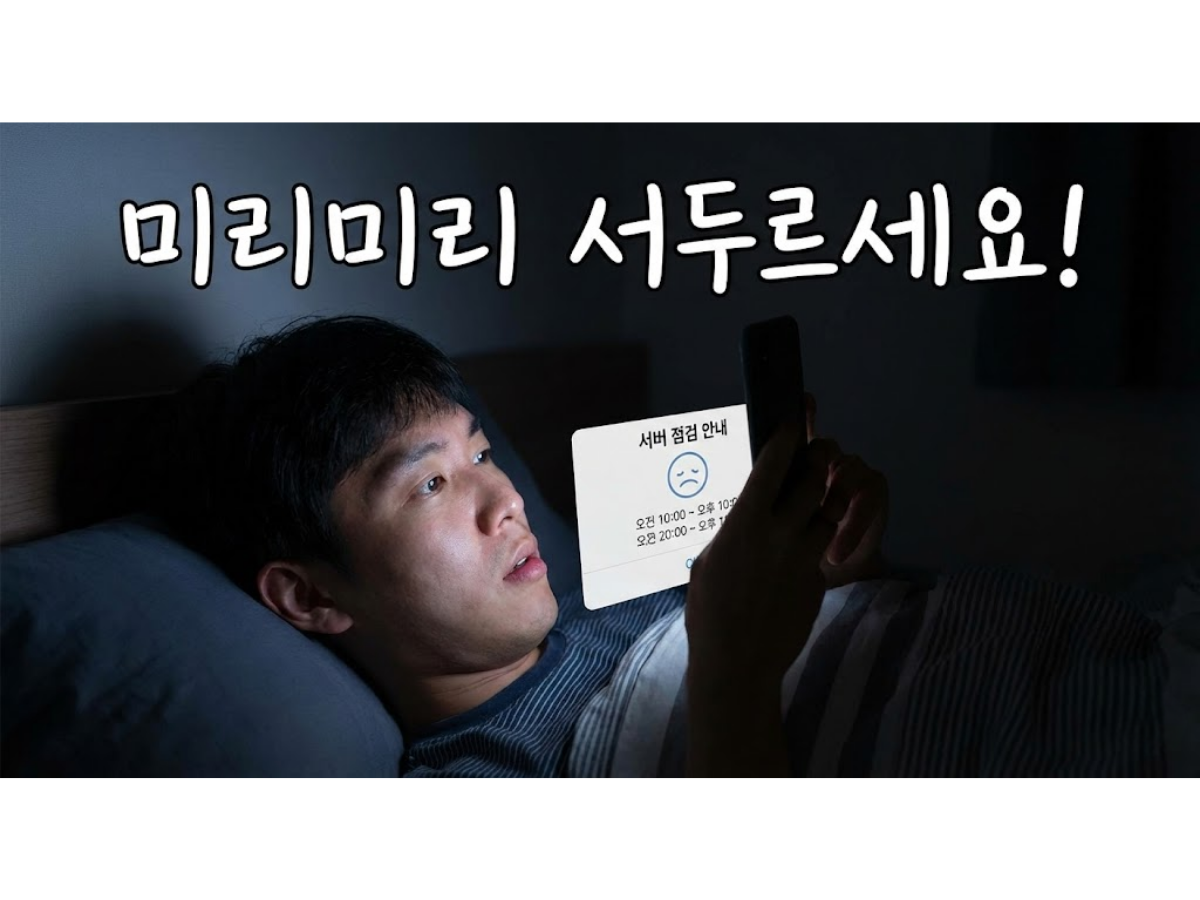 주의사항: 전산 점검 시간을 피하세요!