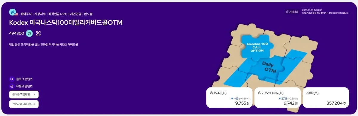 Kodex 미국나스닥100데일리커버드콜OTM