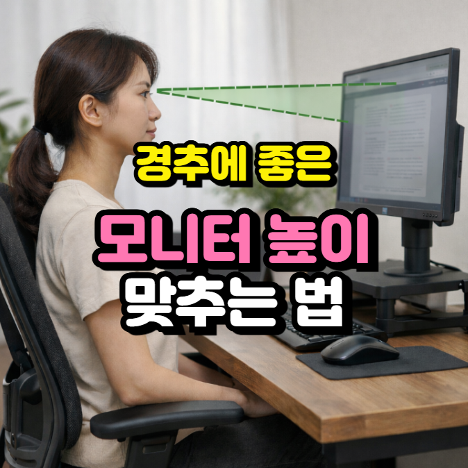 경추에 좋은 모니터 높이 맞추는 법 (거북목, 목디스크 예방)