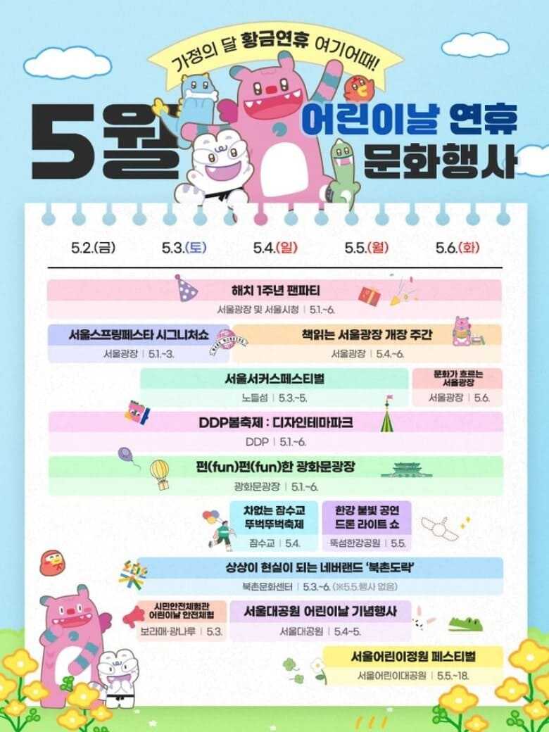 2025 어린이날 서울/수도권 행사 달력