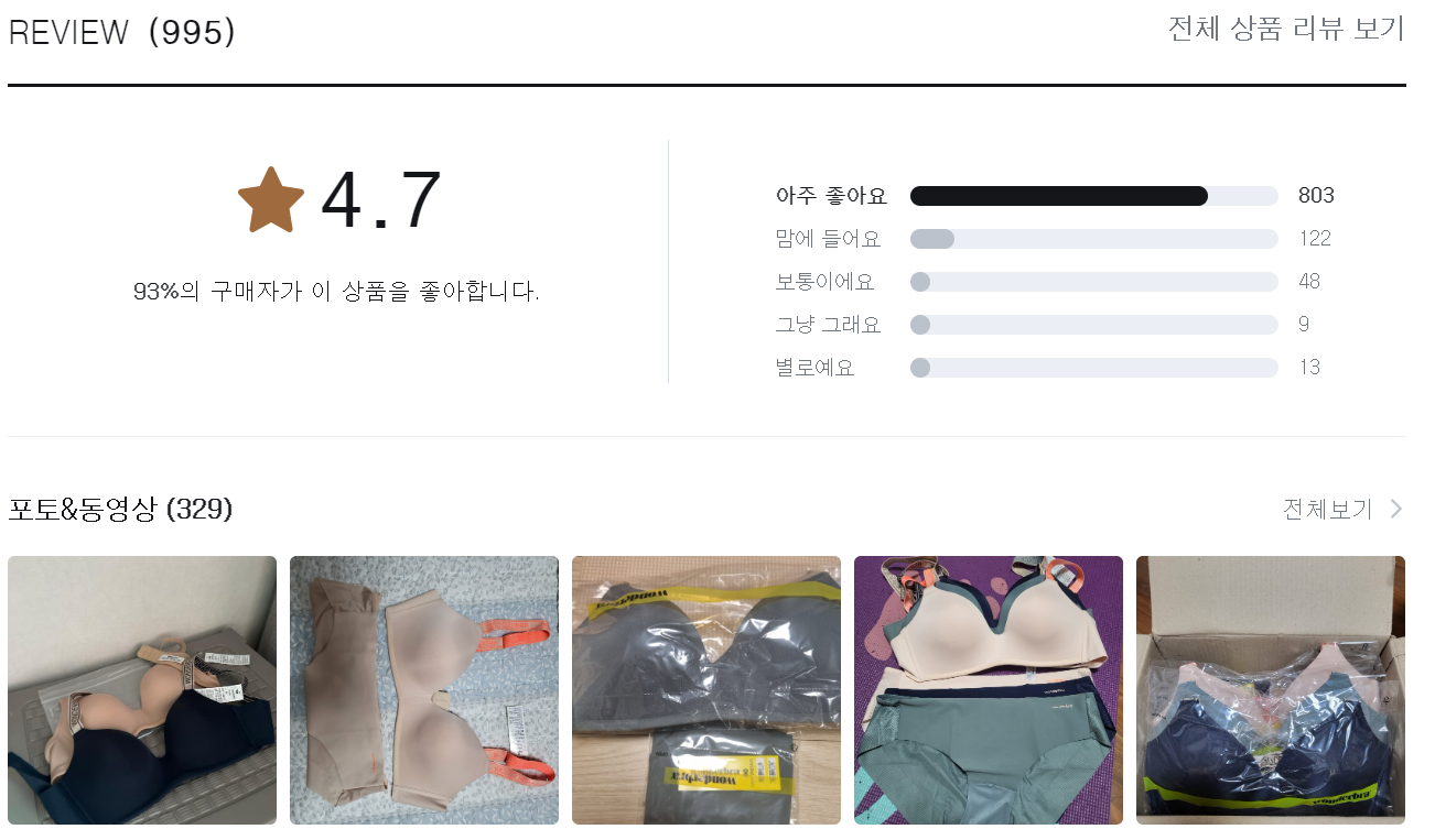 후기(출처:원더브라홈페이지)