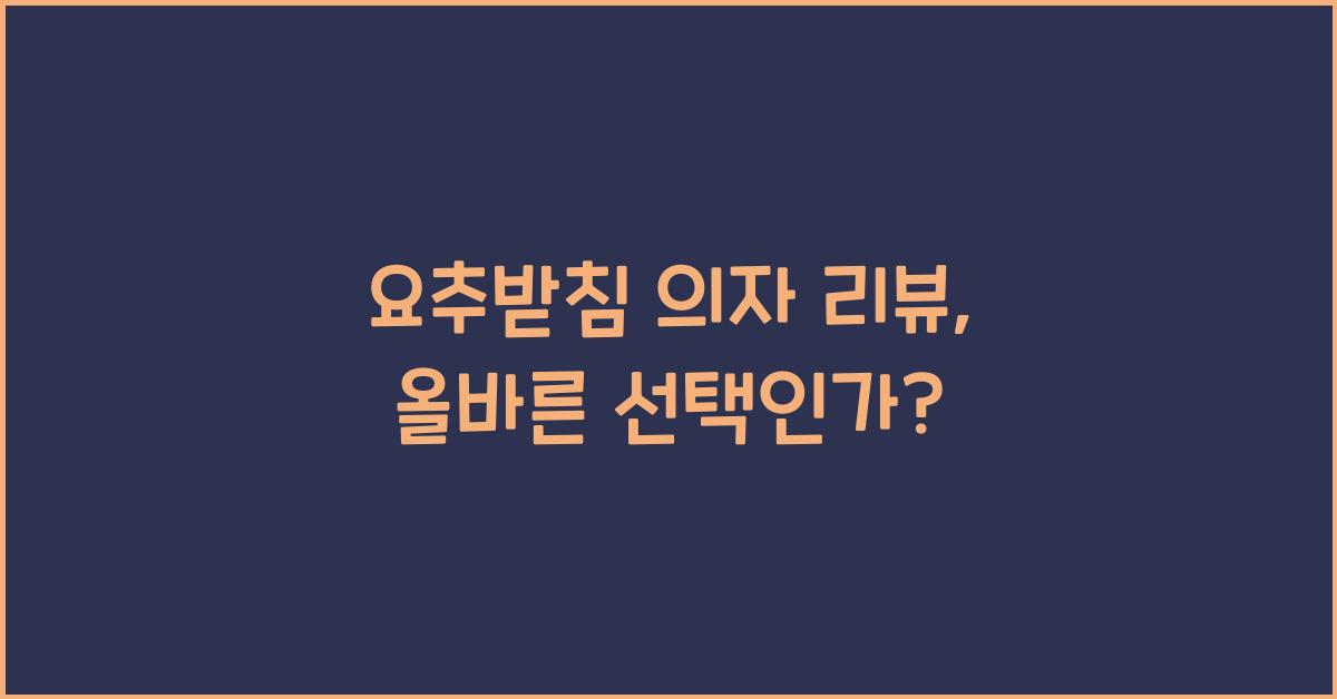 요추받침 의자 리뷰