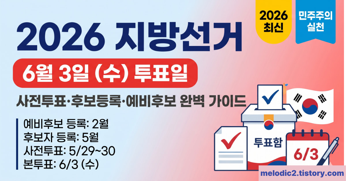2026 지방선거 일정 총정리｜사전투표&middot;투표일&middot;후보등록&middot;예비후보 완벽 가이드